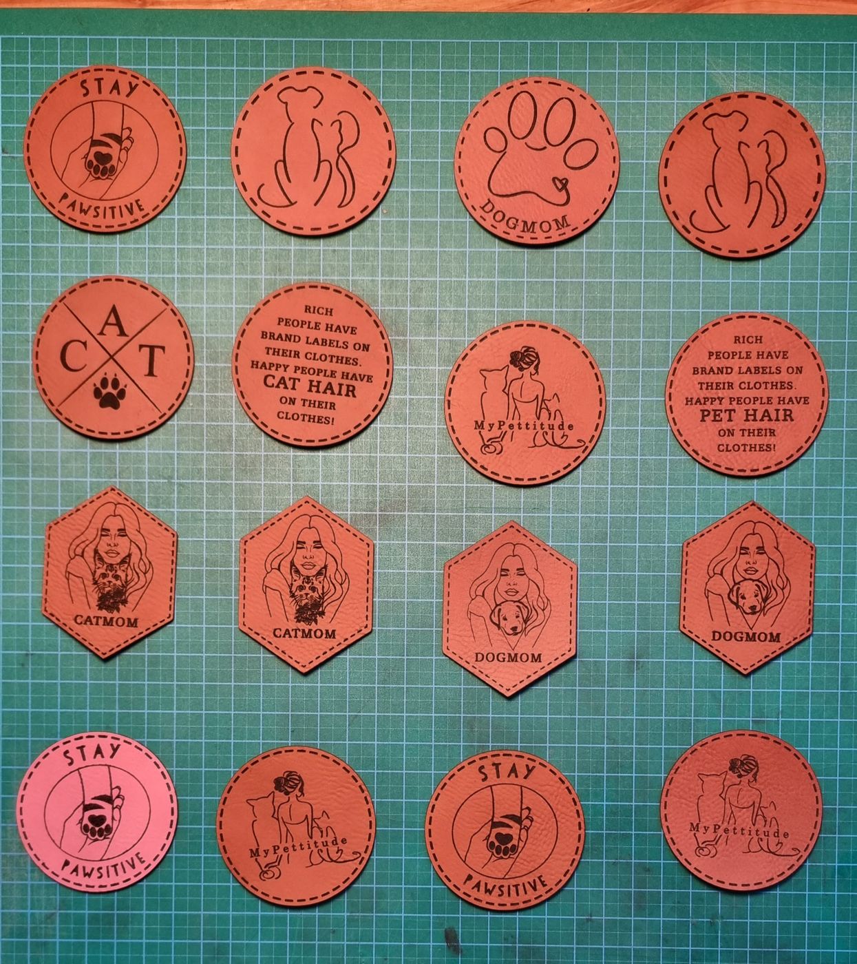 Runde Lederpatches mit Tiermotiven